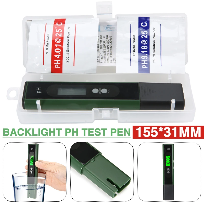 

1 шт. карманный портативный цифровой измеритель PH, тестер для гидропонных систем, для бассейна, воды, аквариума, тестер чистоты воды, ручка, инструмент 155*31 мм