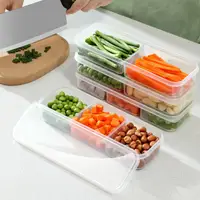 Boîte de rangement pour réfrigérateur, bac à légumes pour repas emballés, plastique de qualité alimentaire scellé, viande alimentaire, stockage réfrigéré à 2/3 compartiments 2