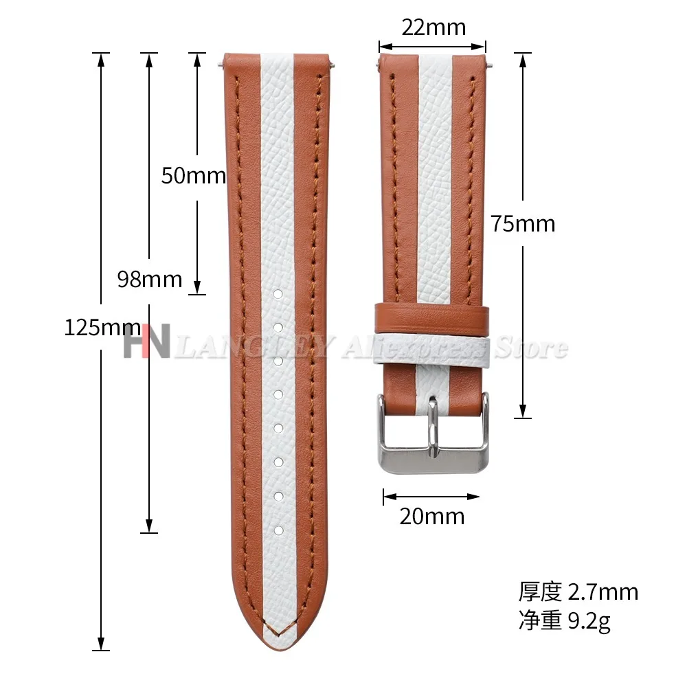 Premium Leather Watch Straps - Elegant Cowhide Bands in Black, Brown, and White