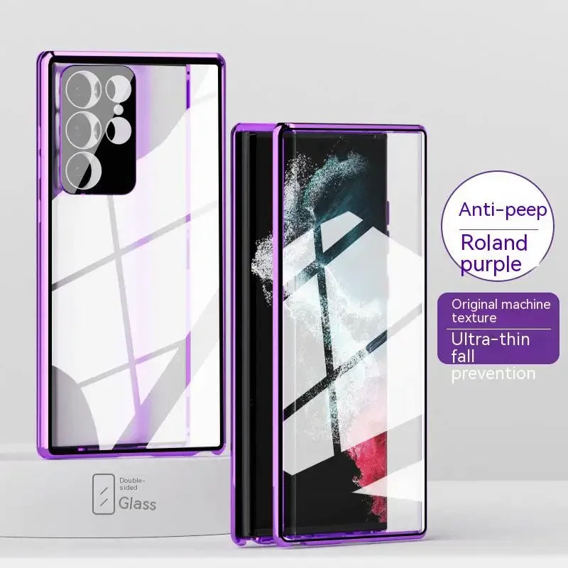 

Metal Aluminium alloy Case For Samsung Galaxy S24 S23 S22 Ultra 360° Full Enclosed Protection Magnetic Adsorption HD Glass cases