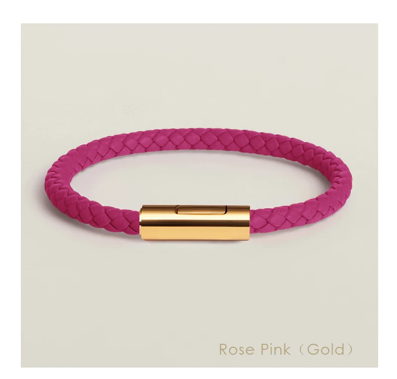 Klassisches Designer-Armband für Männer und Frauen, exquisites Armband, Edelstahl-Knopf-Lederarmband, handgewebt, weiblicher Schmuck, Geschenke, 15 Farben – Detail 16