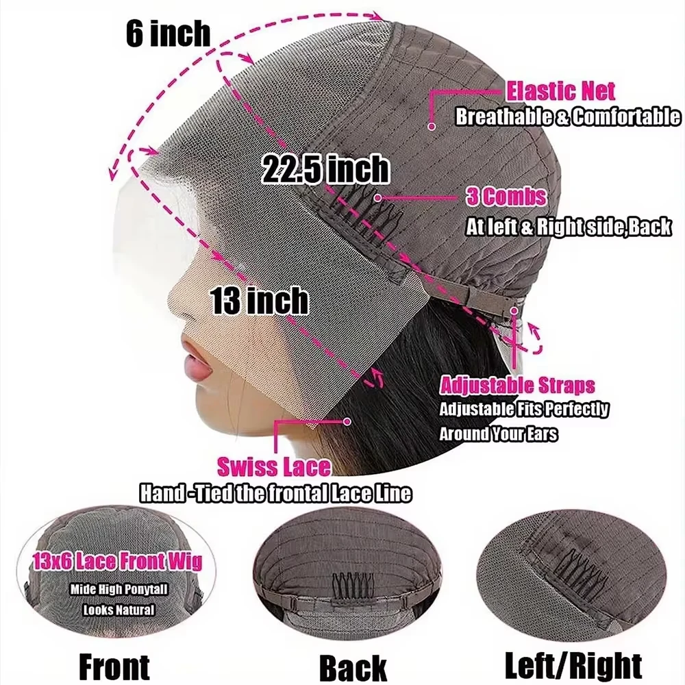 40 42 Inch 13x4 13x6 HD Transparent Body Wave Lace Frontal Wigs For Women 250 Density Preplucked 5x5 Closure Lace Wig Human Hair 4