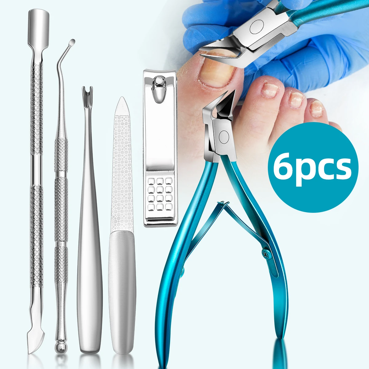 Stainless Steel Professional Nail Kit 6pcs Precision Cuticle Trimmer and Nail scissors Dead skin toenail trimmer