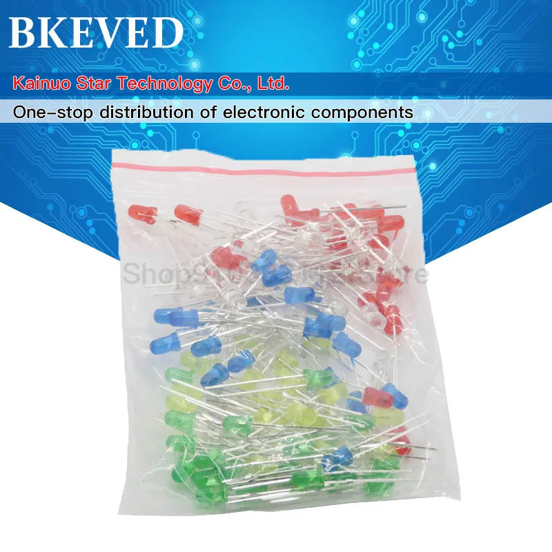 

500PCS/LOT 3MM LED Diode Kit Mixed Color Red Green Yellow Blue White LED Light 5 Color Each 100 pieces