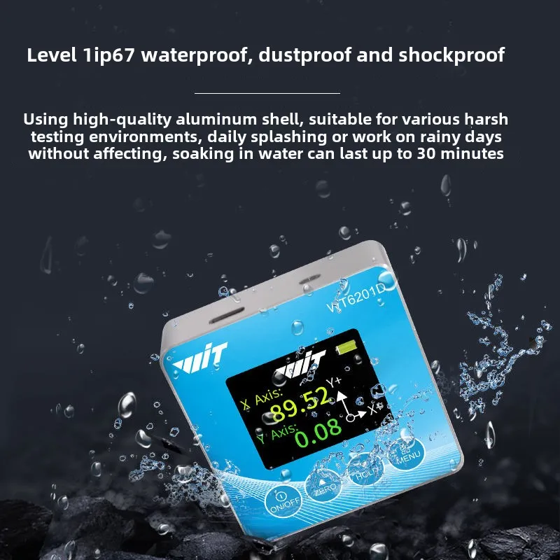 WT6201D high-precision digital display inclinometer with magnetic waterproof angle ruler small IP67 waterproof