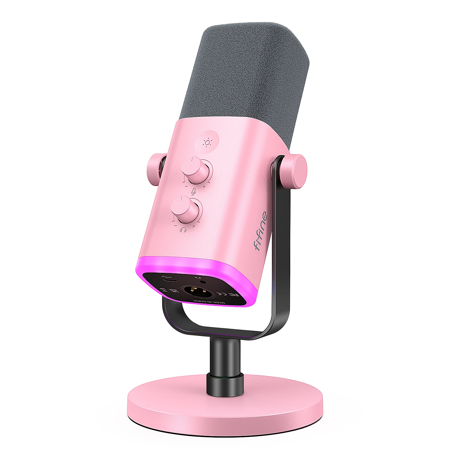 Fifine-usb Microfone Dinâmico Xlr com Controle Rgb Microfone Mudo Microfone para Jogos de pc Youtube Streaming ao Vivo Game-am8p