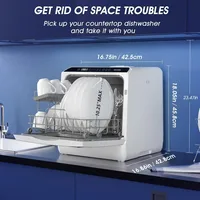 AIRMSEN Portable Countertop Dishwashers, 5 Washing Programs Mini Dishwashers with 5 L Built-in Water Tank 2