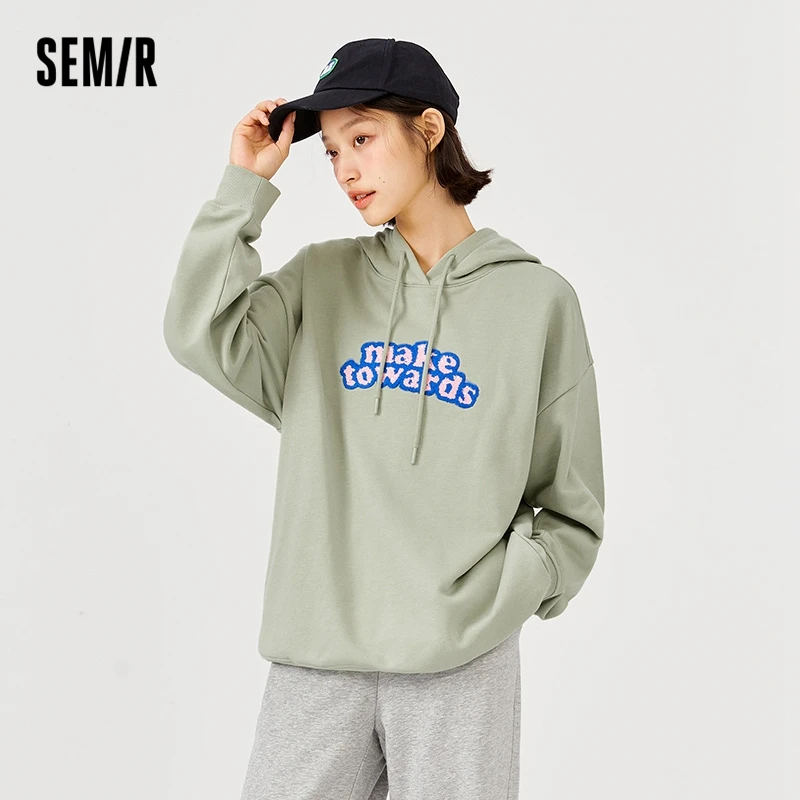 

Свитшот Semir женский с капюшоном, свободный джемпер в стиле оверсайз с надписью Ins, Повседневная Толстовка, весна-осень 2021