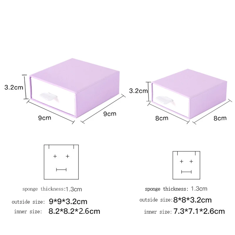 24 Stück Schubladenboxen aus Karton, 9*9*3,2cm, für Halsketten, Ohrringe, Eheringe, Schmuckverpackung, Schwarze Papierbox mit Grauem Schaumstoff, Großpackung – Detail 20