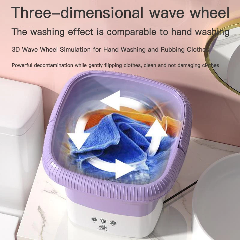 Portable laundry bucket household small folding washing machine student dormitory underwear socks mini cleaning machine