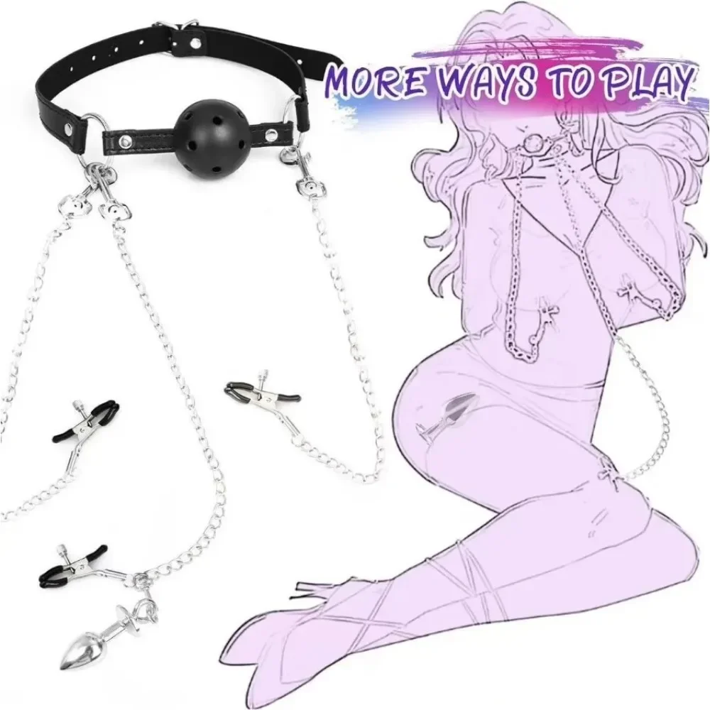 Metal Nipple Clamp With Sexy Chain For Women Fetish To Breast Labia Clip Anal Stimulation Massager BDSM Bondage Kit Sex Products 3