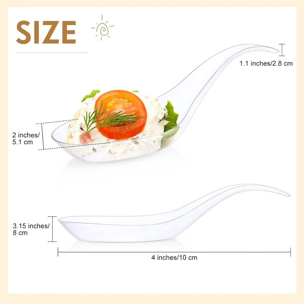 Appetizer Spoons-Tasting Spoons -50 count- Disposable Clear Plastic-Ideal for Appetizers, Desserts, Dips, Sauces and More!