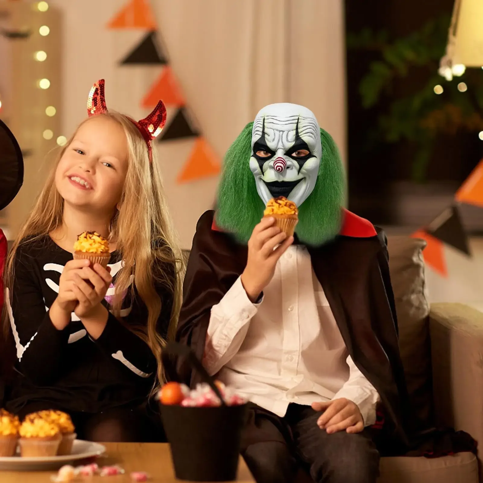 Luminous clown mask side view