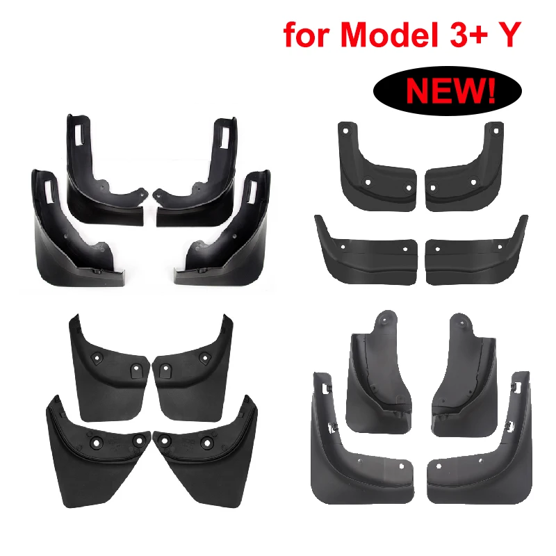 Car Mud Flaps 4PCS Front Rear for Tesla Model 3+ Highland Model Y Berlin Mud Flaps Official Car Replacement Splash Fender