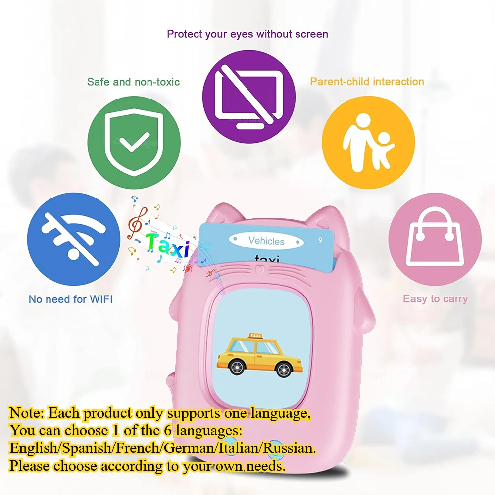 Talking FlashCards for Kids Early Education Flash Card Preschool Montessori Toy, English/Spanish/French/German/Italian/Russian 4