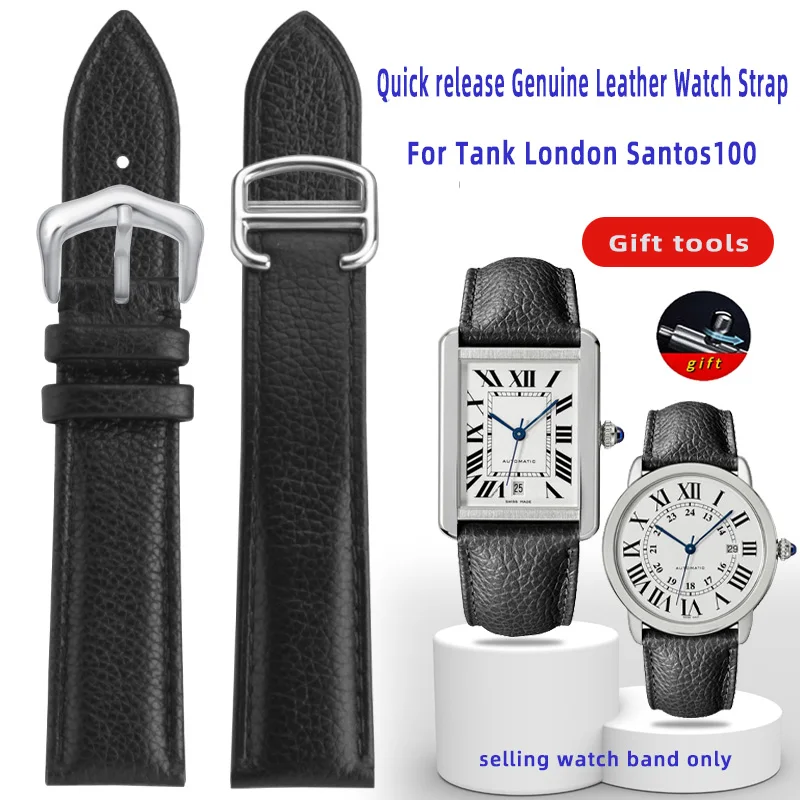 Per Cartier Tank Must London Solo Cinturino Per Orologio In Vera Pelle Smontaggio Rapido Cinturino Per Mucca Fibbia Ad Ardiglione Pieghevole 16 17 19 