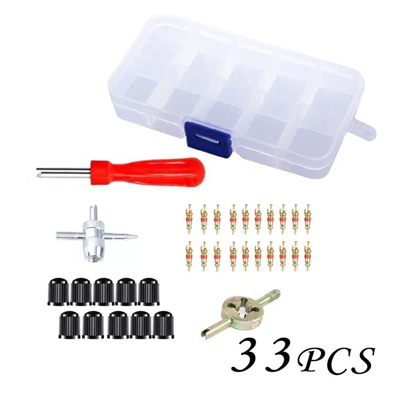 Car Tyre Valve Repair Tool Tyre Valve Stem Coring Screwdriver Pure Copper Valve Stem Tyre Repair Combo Kit With Removal Wrench