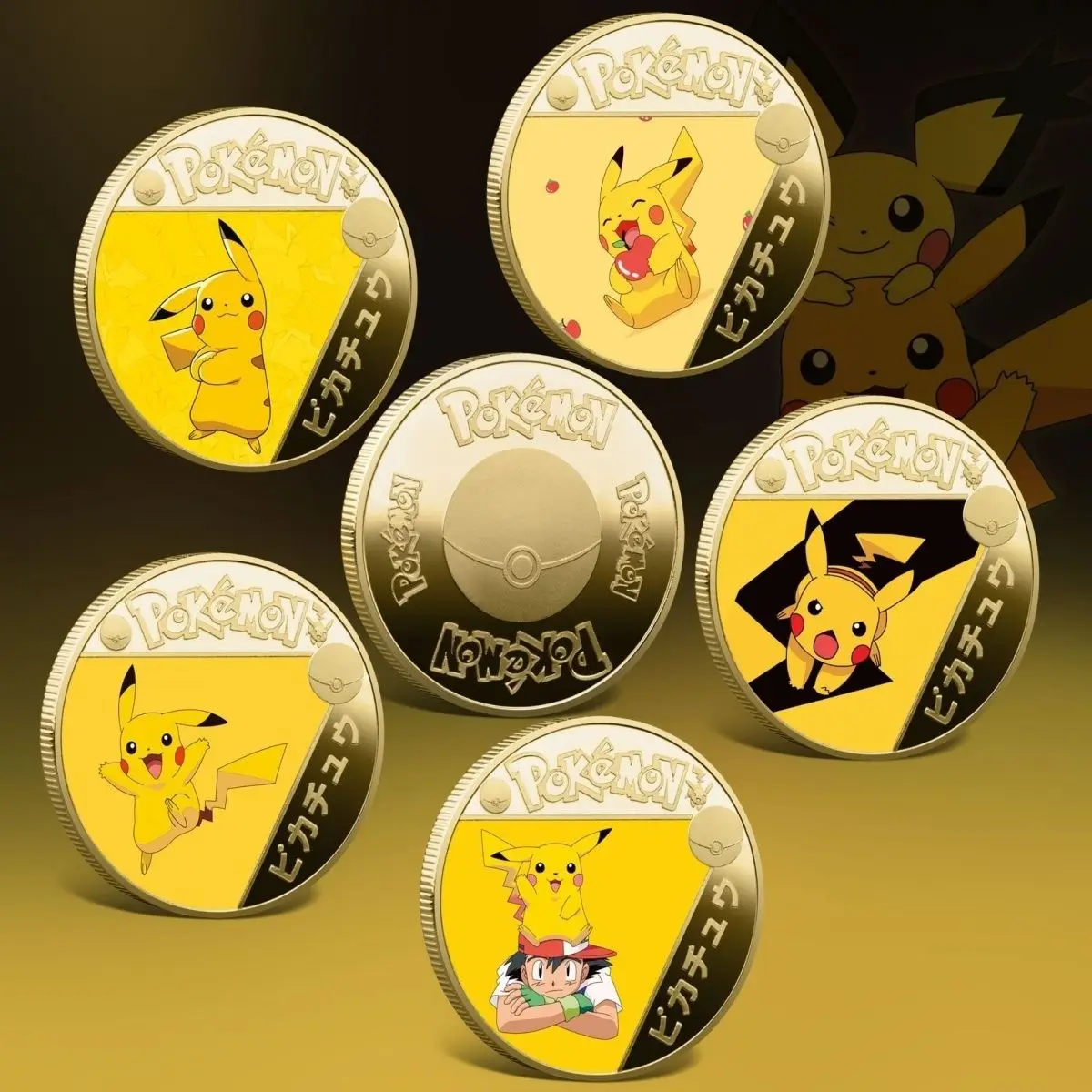 

Pokemon Pikachu Gold-Plated Coin Japanese Pocket Full Set of Fairy Cartoon Anime Character Fairy Commemorative Coin