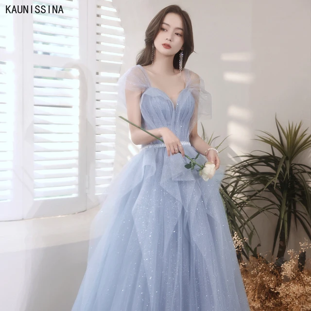 shopluu Blue Sweetheart Tulle Lace Long Prom Dress Blue Tulle Formal Dress US 4 / Custom Color