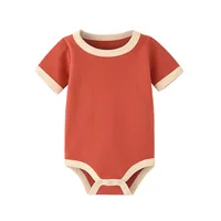 Color Matching Newborn Baby Organic Cotton Summer Rompers Short Sleeve Soft Skin-friendly Romper Pajamas Infant Tops Jumpsuit 4