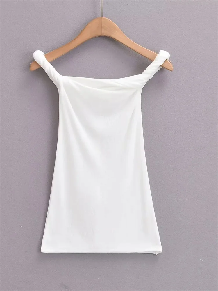 Twist Off-Shoulder Slim T-shirt Solid Patchwork Elegant Backless Women's Top Y2k Top Pleated Casual Strapless Pullover Tee
