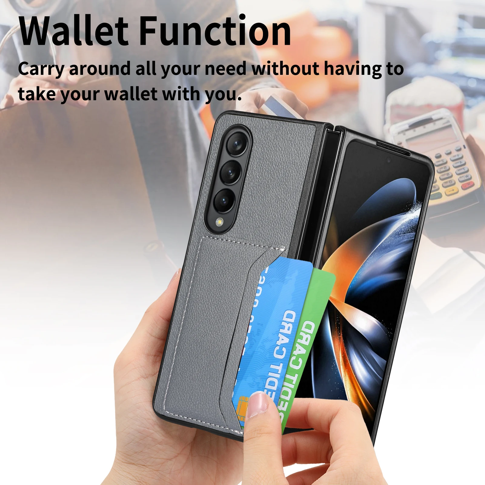 

Складной чехол для телефона samsung z fold 5 с защитой от царапин, защитный чехол для Samsung Galaxy Z Fold 5 Fold5 со слотом для карт