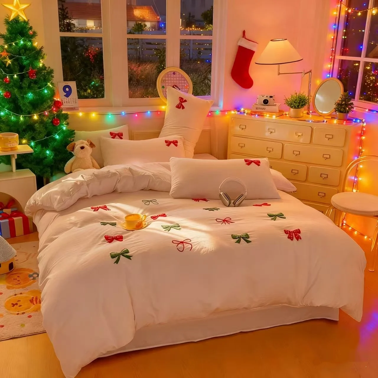 3 Piece Sheet Set Chut bowknot embroidery duvet cover Set ??Christmas decoration comfortable Bedding Set Bedspread for All Season Sb8b5923795354f4a964f82ed4844b6b7x