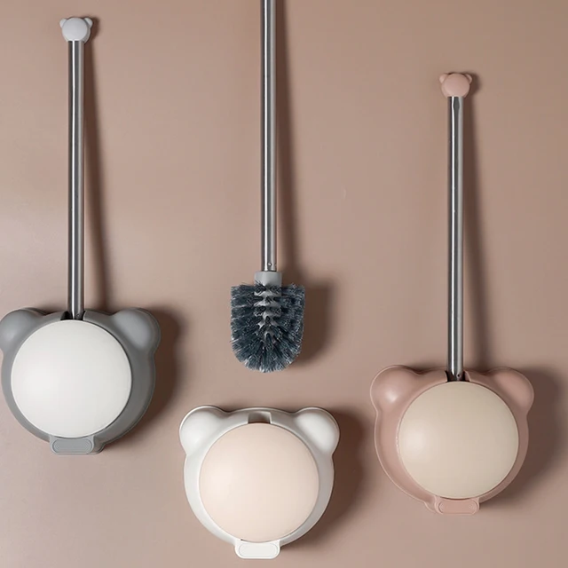 Kreatív Hosszú Fogantyú Wc -Kefe Multifunkciós Fal Függő Aranyos Medve Takarító Szerszámok Fürdőszoba Nincs Holtpont Tiszta Kiegészítők - Image 5