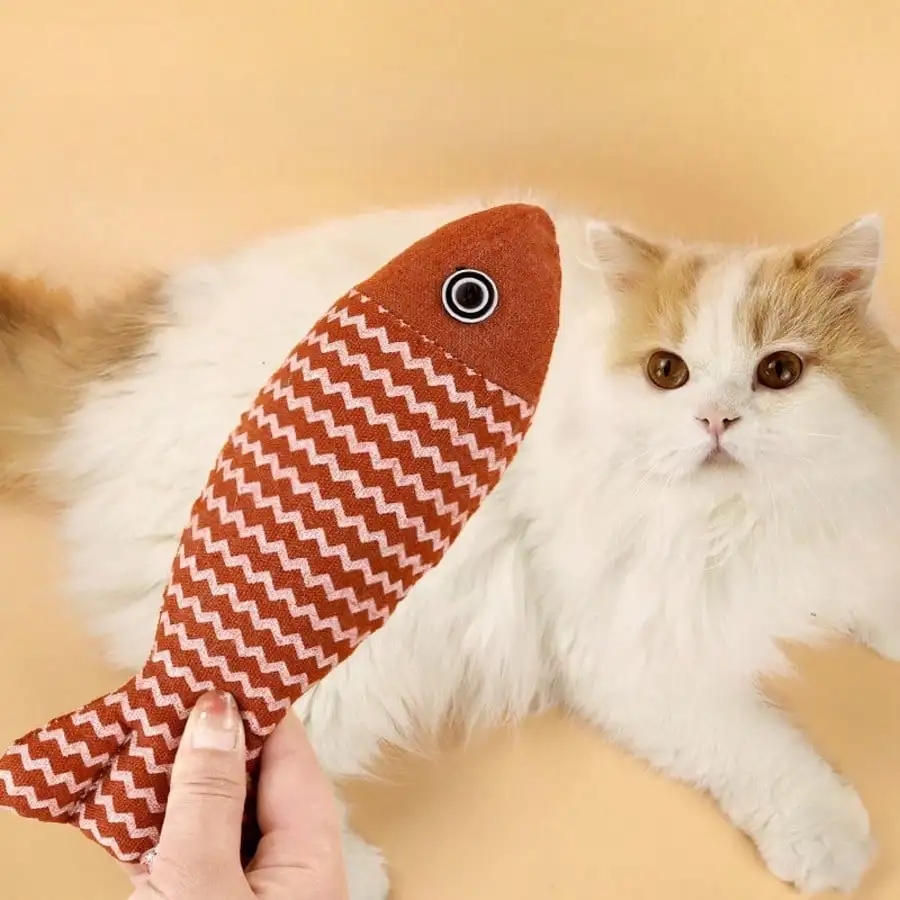 Deluxe Cat-Teasing Burlap Fish with Catnip - Engaging Pet Toys Collection
