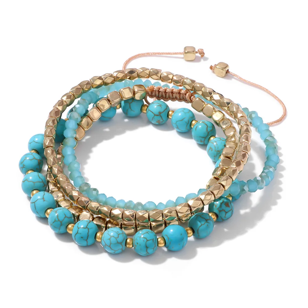 Bracciale Elasticizzato Con Pietre Naturali 4mm E Perline Oro 18K – Gioiello Artigianale In Pietre Dure (Ametista, Quarzo Rosa, Turchese...)