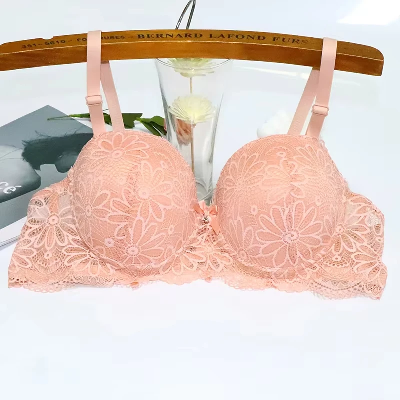 Lace Bra for Women Big Cup 1/2 Sexy Floral Underwire Underwear Ladies Push Up Thin Bra Half Cup 36-42C Black Gather Brassiere 2