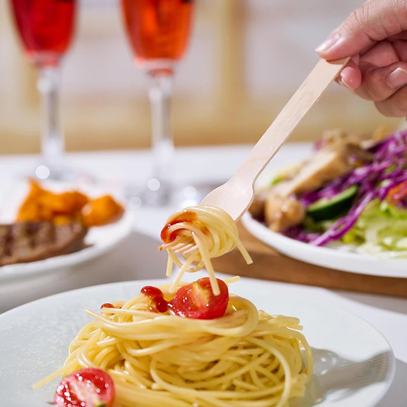 14cm Wooden Spoon and Fork Set – Premium Disposable Tableware for Wedding, Party, Picni... - SKU WSF17195 - UGI Packaging