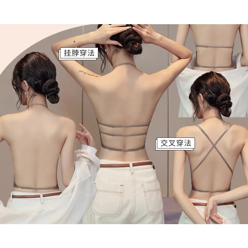 MOYISU Backless Push Up Bra - Thick Padded Straps Dress Essential, Exposed Shoulder Straps Enhancer for Small Bust Sexy Bralette 1