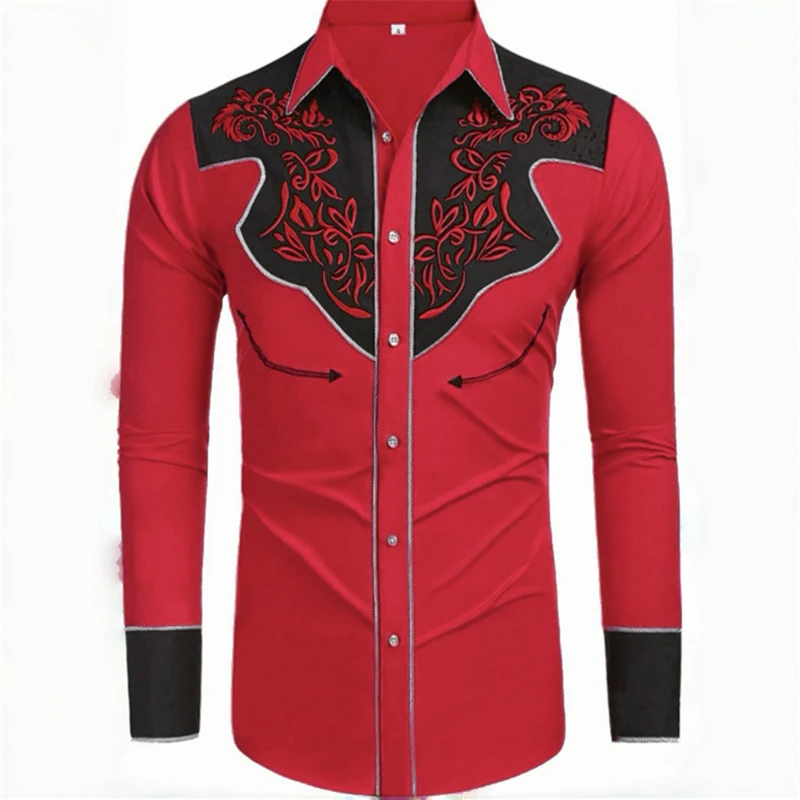 20-color men's long-sleeved shirt retro western denim big size loose cardigan casual soft fabric denim shirt long sleeved shirt