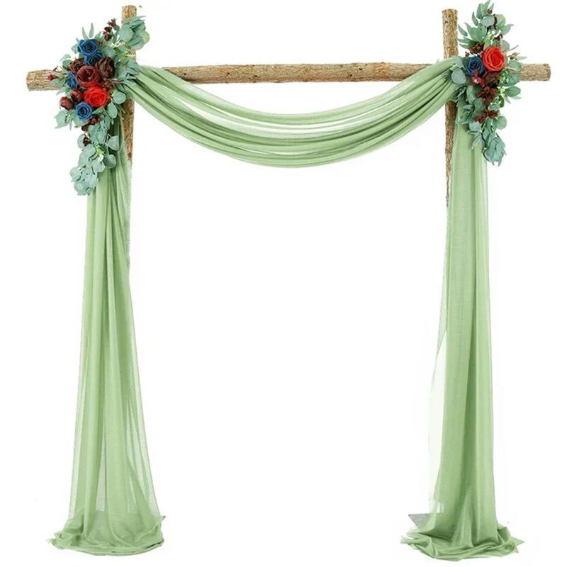 Cortinas transparentes de gasa con forma de arco para bodas, color verde salvia, para baby shower, fiestas de cumpleaños, decoración navideña, suministros para el hogar
