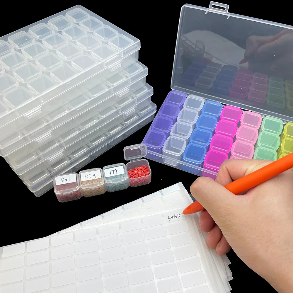 28 Grids Diamond Painting Tools Storage Box with Funnel Sticker Pen Diamond Painting Embroidery Accessories Container 5