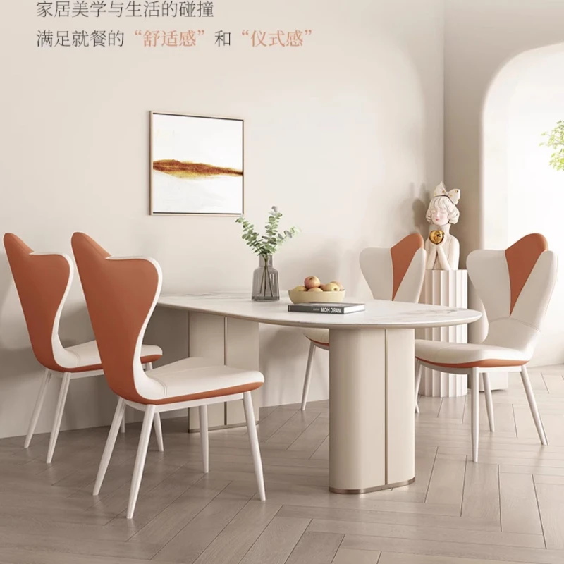 Living Room Ergonomic Dining Chairs Kitchen Cafe Metal White Dining Chairs Restaurant Modern Cadeira Home Furniture MR50DC