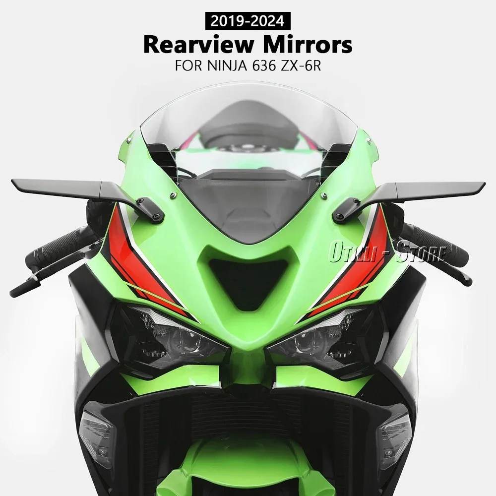 가와사키 닌자 636 ZX-6R ZX6R ZX 6R 2019-2025용 오토바이 사이드 뷰 미러 스텔스 윙렛 후방 미러