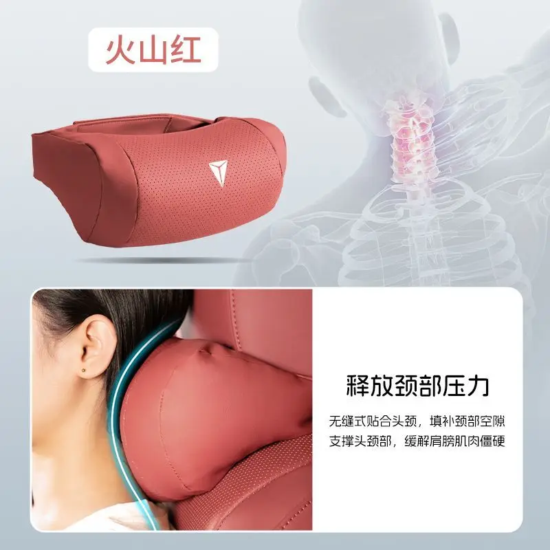 Luxury Leather Neck Pillow Headrest Support - Nappa Car Seat Protector Cushion