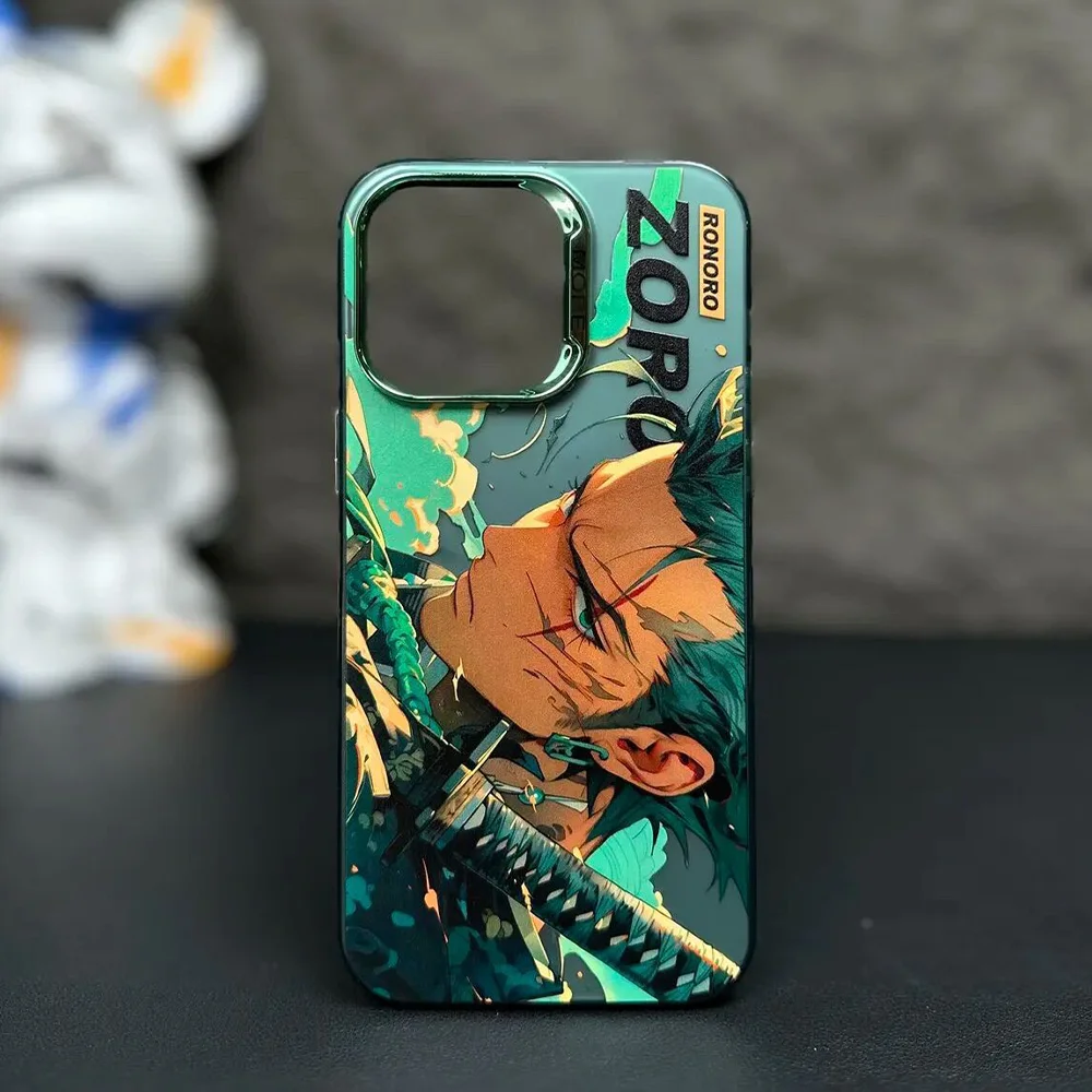 Luffy Gear 5 Nika Roronoa Cartoon Phone Case For iPhone 15 14 13 12 11 Pro Max Plating Bumper Shockproof Anime Piece Zoro Cover