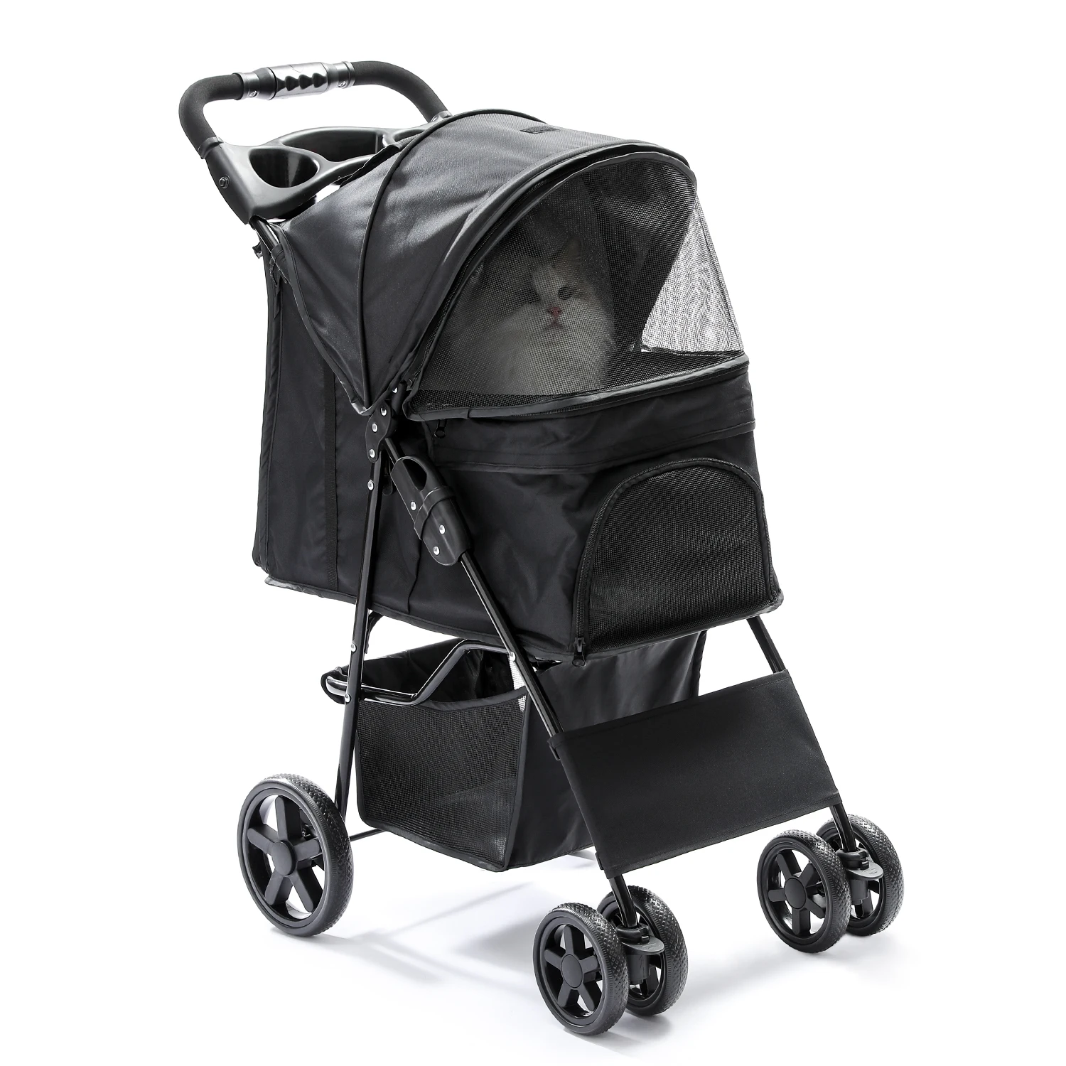 

Pet Dog Cat Stroller Carrier Ultra Lightweight Travel Stroller Compact 360 Rotation Wheel Collapsible Puppy Buggy and Dog Prams