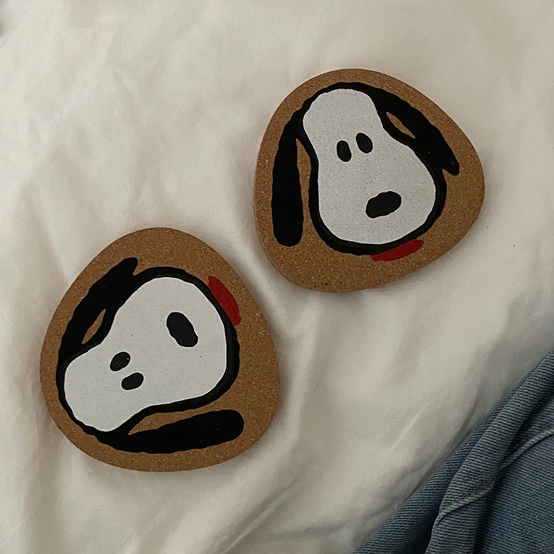 Cute Snoopy Cork Japan Style Coffee Cup Coaster Cartoon Anime Heat Insulation Table Mat for Tea Milk Mug Home Decors Accessories 3