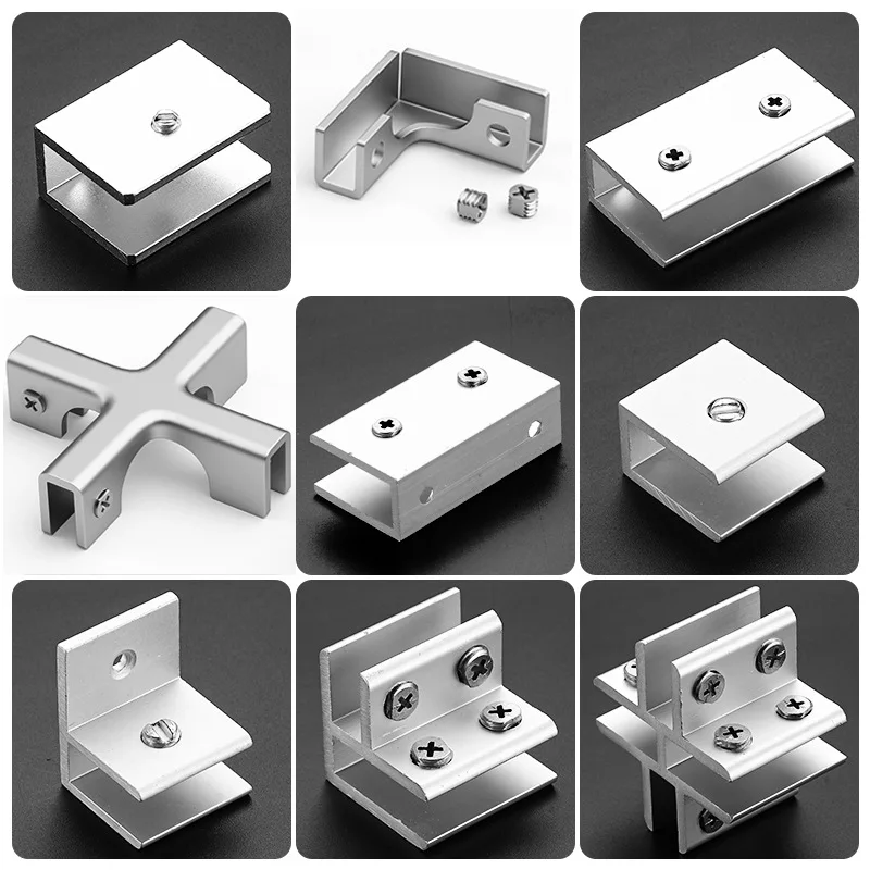 Glass Clip Combination Fixed Clip Display Frame Connector Fastening Partition Support Cross Aluminum Alloy 1PC