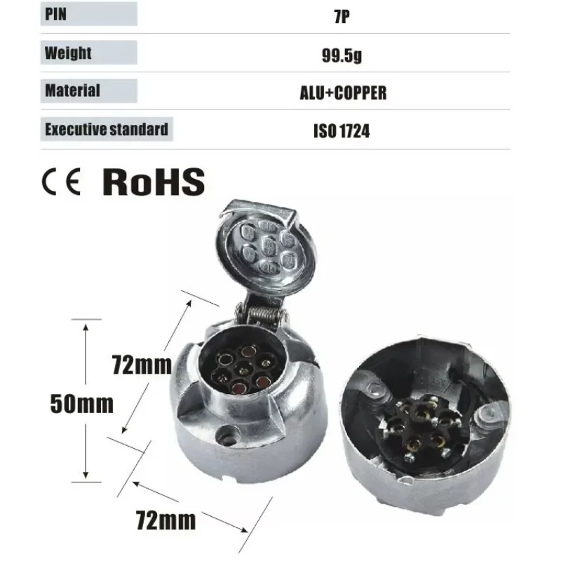 12V 7 Pin Trailer Plug Socket Set Rubber Seal Car Trailer Coupling Connector EU Plug Trailers Accessories