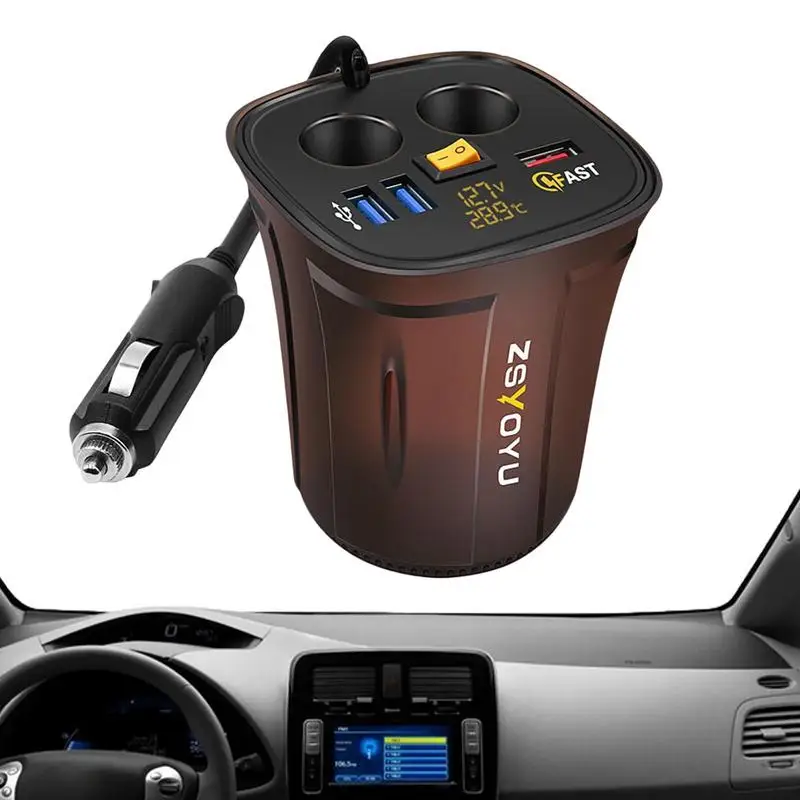

Cup Car Charger Universal Portable Heavy Duty Car Charge Adapters Convenient USB Car Charger Adapter Digital Display Car Charger