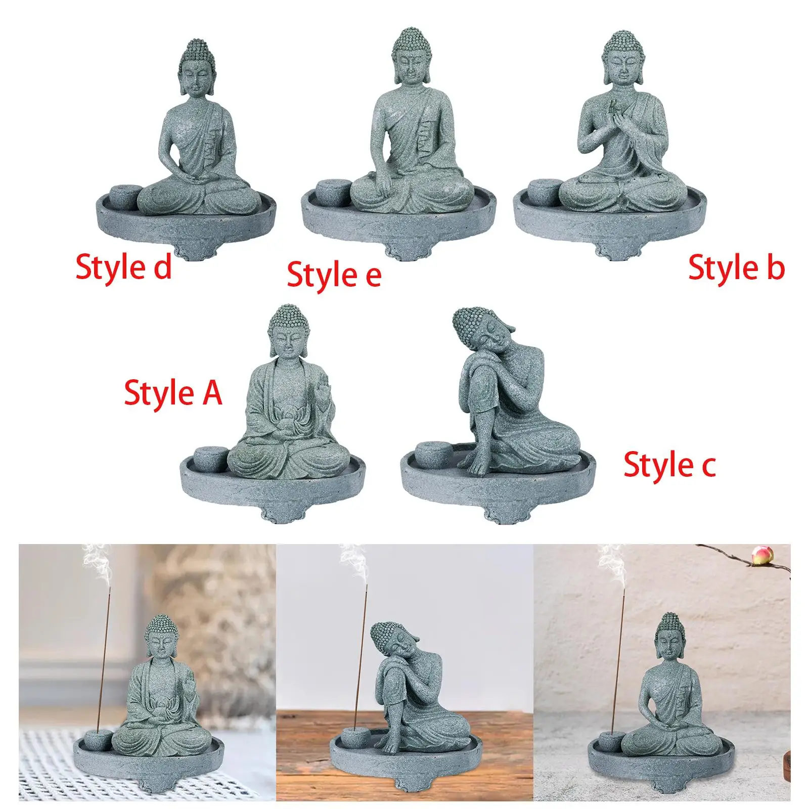 

Buddha Incense Holder Delicate Housewarming Gift Collection Incense Stand for Living Room Centerpiece Tabletop Cabinet Bookshelf