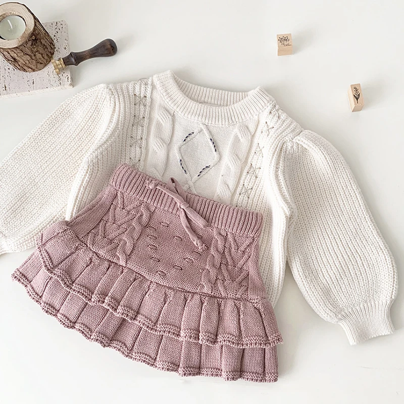Autumn Children Clothes Kids Lovely Knitting Skirt Shorts Bottoming Princess Pleated Skirts Spring Baby Girls Knitting Shorts