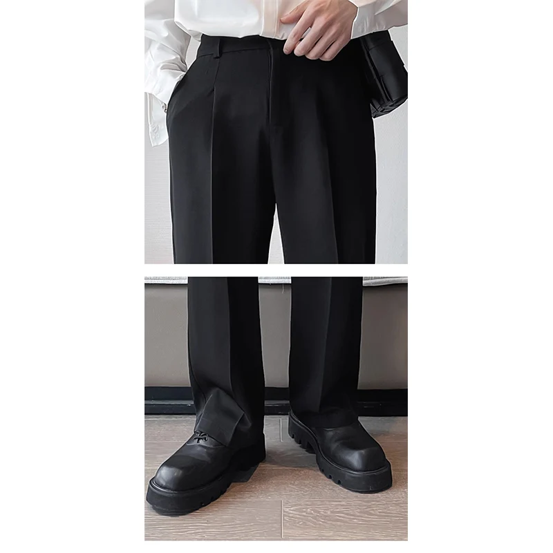 Spring Autumn KPOP Fashion Style Harajuku Slim Fit Trousers Loose Casual All Match Pants Straight Cylinder Wide-leg Trousers