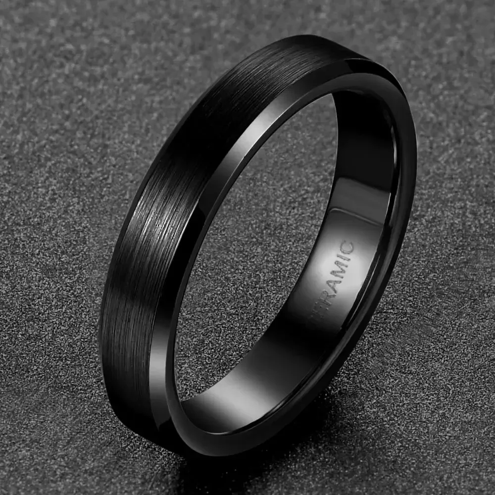 4/6/8mm Ceramic Ring wedding rings couples rings ceramic ring Men Brushed Comfort Fit Couple Wedding Band Engagement Rings For Men Women Size 4-15