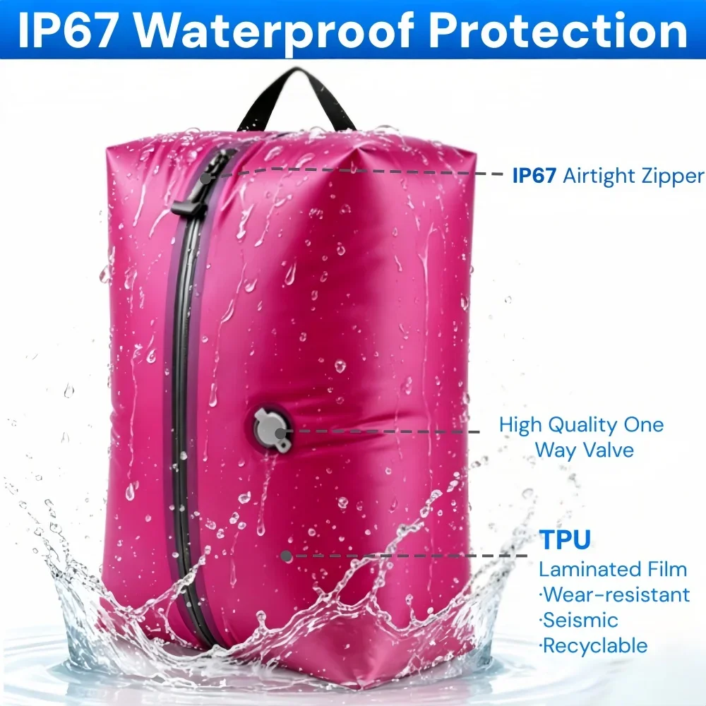 Travel Essentials Vacuum Storage Bags With Air Pump,Reusable Travel Practical Accessories Packing Cubes Vacuum Compression Bag